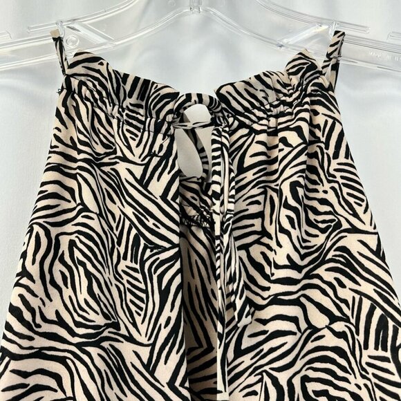 Gibson Womens Jumpsuit Beige/Black Zebra Print Halter Blouson Tie Crepe PXS - Picture 5 of 11